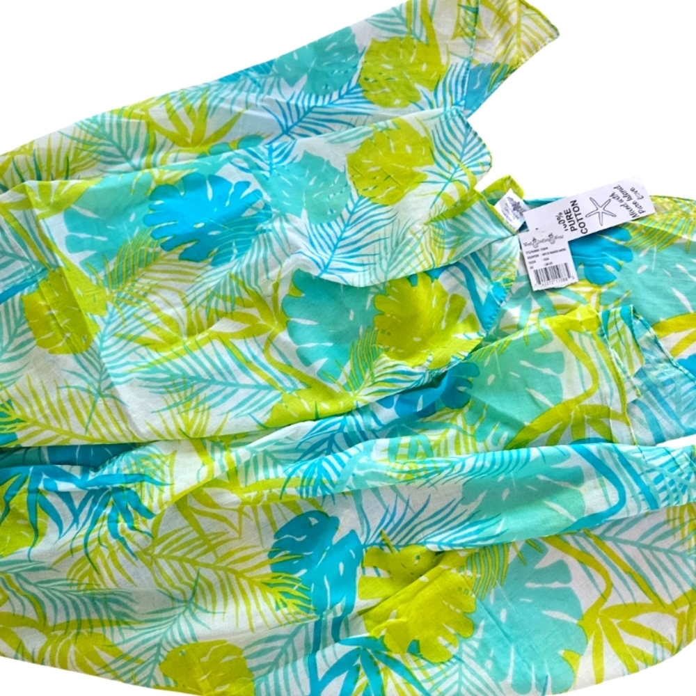 West Indies Wear Aqua Tropical Floral Scarf/ Beach Cover